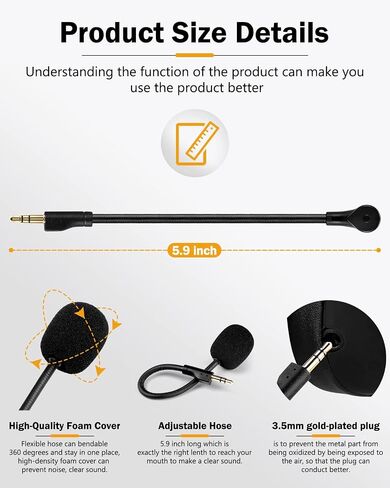 AKKE Replacement Game Mic Compatible for Logitech G PRO 3.5mm Jack Detachable Microphone Boom Noise Cancelling for Logitech G PRO,Logitech G PRO X Gaming Headsets in Saudi Arabia