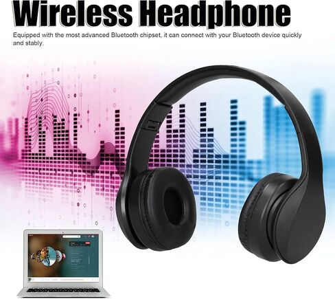 ciciglow Bluetooth Headset with Microphone, Noise Canceling Wireless Headphone with 3.5mm Audio Cable, 40 Hours Using Time Foldable Adjustable Gaming Earphone for Learning Gaming in Kuwait