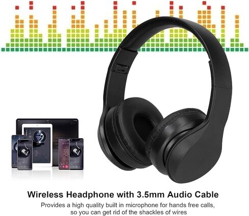 ciciglow Bluetooth Headset with Microphone, Noise Canceling Wireless Headphone with 3.5mm Audio Cable, 40 Hours Using Time Foldable Adjustable Gaming Earphone for Learning Gaming in Kuwait