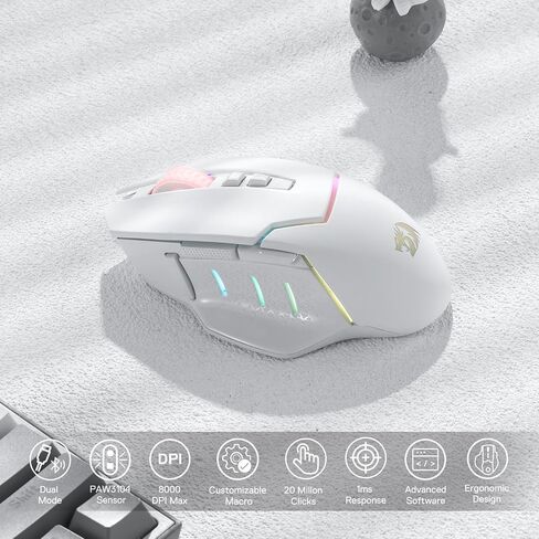 Redragon M690 PRO Wireless RGB Gaming Mouse 8000 DPI Remapping Keys | Cable-Free 0 Delay, Rapid-Fire Macro Keybinds, Vibing Backlight, Ergonomic Grip Body Comfort in Kuwait