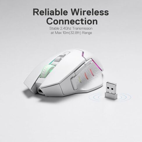 Redragon M690 PRO Wireless RGB Gaming Mouse 8000 DPI Remapping Keys | Cable-Free 0 Delay, Rapid-Fire Macro Keybinds, Vibing Backlight, Ergonomic Grip Body Comfort in Kuwait