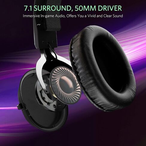 Fiodio Gaming Headset with Surround Sound Stereo for Xbox One PS4 PC Switch Tablet, Noise Cancelling Over Ear Headphones with Mic, LED Light and Soft Memory Earmuffs for Laptop in Saudi Arabia