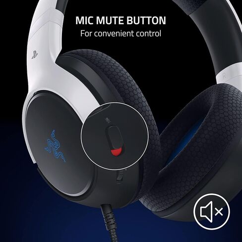 Razer Kaira X Wired Gaming Headset for Playstation 5 / PS5, PS4, PC, Mac, Mobile: 50mm Drivers - HyperClear Cardioid Mic - Memory Foam Cushions - On-Headset Controls - White & Black in Kuwait
