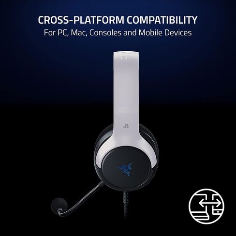 Razer Kaira X Wired Gaming Headset for Playstation 5 / PS5, PS4, PC, Mac, Mobile: 50mm Drivers - HyperClear Cardioid Mic - Memory Foam Cushions - On-Headset Controls - White & Black in Kuwait