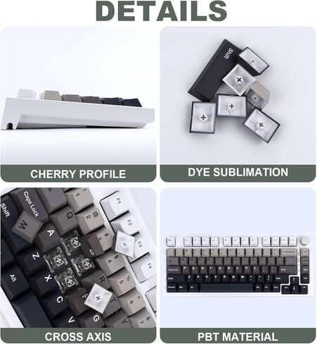 اغطية مفاتيح مخصصة من جيكوكاب 124 مفتاحا بلون اسود وابيض متدرج، اغطية مفاتيح شيري بروفايل بي بي تي، مجموعة اغطية مفاتيح مصبوغة بالتسامي تناسب مفاتيح شيري ام اكس الميكانيكية 61/68/87/104/108 in Kuwait