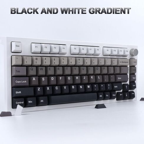 اغطية مفاتيح مخصصة من جيكوكاب 124 مفتاحا بلون اسود وابيض متدرج، اغطية مفاتيح شيري بروفايل بي بي تي، مجموعة اغطية مفاتيح مصبوغة بالتسامي تناسب مفاتيح شيري ام اكس الميكانيكية 61/68/87/104/108 in Kuwait