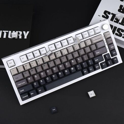 اغطية مفاتيح مخصصة من جيكوكاب 124 مفتاحا بلون اسود وابيض متدرج، اغطية مفاتيح شيري بروفايل بي بي تي، مجموعة اغطية مفاتيح مصبوغة بالتسامي تناسب مفاتيح شيري ام اكس الميكانيكية 61/68/87/104/108 in Kuwait