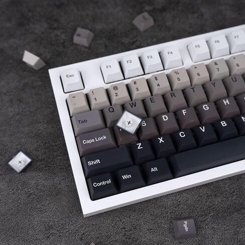 اغطية مفاتيح مخصصة من جيكوكاب 124 مفتاحا بلون اسود وابيض متدرج، اغطية مفاتيح شيري بروفايل بي بي تي، مجموعة اغطية مفاتيح مصبوغة بالتسامي تناسب مفاتيح شيري ام اكس الميكانيكية 61/68/87/104/108 in Kuwait