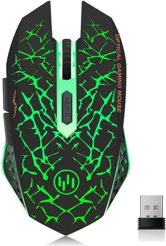 VEGCOO C12 Wireless Gaming Mouse,Rechargeable Mice Silent Click Cordless Mouse with 6 Buttons PC Gaming Mice Advanced Technology with 2.4GHZ Up to 2400DPI for PC Laptop (Red) in Kuwait