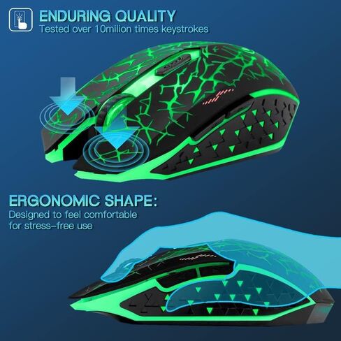 VEGCOO C12 Wireless Gaming Mouse,Rechargeable Mice Silent Click Cordless Mouse with 6 Buttons PC Gaming Mice Advanced Technology with 2.4GHZ Up to 2400DPI for PC Laptop (Red) in Kuwait
