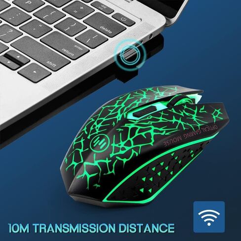 VEGCOO C12 Wireless Gaming Mouse,Rechargeable Mice Silent Click Cordless Mouse with 6 Buttons PC Gaming Mice Advanced Technology with 2.4GHZ Up to 2400DPI for PC Laptop (Red) in Kuwait