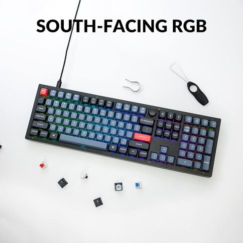 Keychron V6 Wired Custom Mechanical Keyboard Knob Version, Full-size QMK/VIA Programmable with Hot-swappable Keychron K Pro Brown Switch Compatible with Mac Windows Linux (Frosted Black-Translucent) in Saudi Arabia