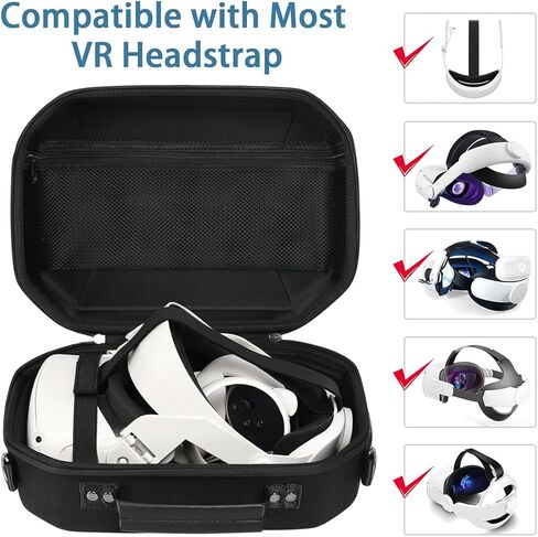 شنطة حمل صلبة مع قفل متوافقة مع اوكولوس كويست 2 بيسك/ايليت الاصدار الاساسي واجهزة التحكم باللمس وغيرها من الاكسسوارات، حافظة كويست 2 مع حزام كتف مناسبة للسفر والتخزين المنزلي in Kuwait