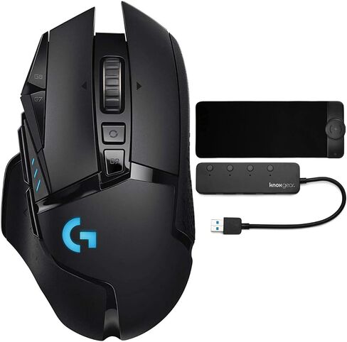 حزمة ماوس الألعاب اللاسلكية Logitech G502 Lightspeed مع لوحة ماوس ألعاب RGB مع شحن لاسلكي 15 وات و4 منافذ 3.0 USB (3 عناصر) in Saudi Arabia