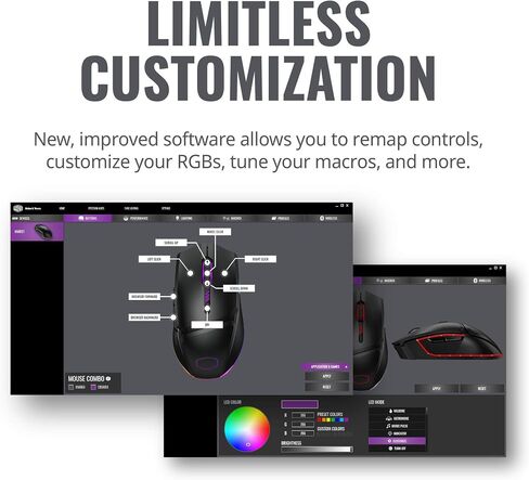 كولر ماستر ماوس العاب MM531 مع مستشعر بصري 12000 نقطة لكل بوصة أثناء الطيران و3 مناطق RGB وازرار بي بي تي in Kuwait