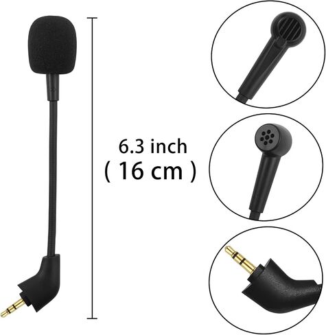 Mic Replacement Microphone Boom fits for Kingston HyperX Cloud, Cloud X and Cloud II 1st Version for PS4 Xbox One Nintendo Switch Computer PC Gaming Headsets Noise Cancelling 3.5mm Jack Black in Kuwait