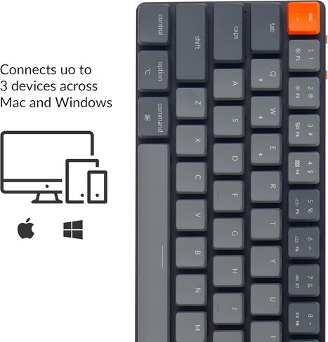 Keychron K7 Ultra-Slim 65% Layout 68 Keys Wireless Bluetooth/Wired Mechanical Keyboard, Hot Swappable Low-Profile Gateron Red Switch White LED Backlit Keyboard Compatible with Mac Windows in Saudi Arabia