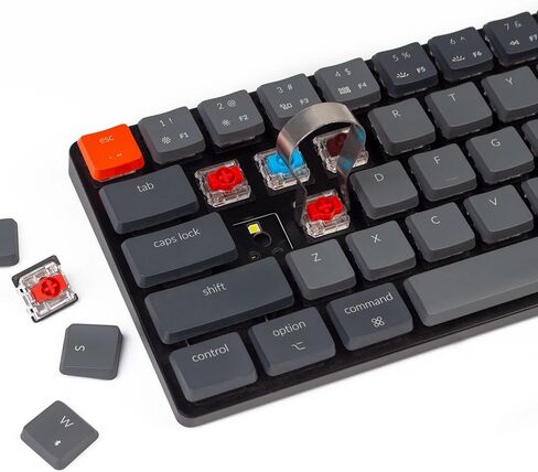 Keychron K7 Ultra-Slim 65% Layout 68 Keys Wireless Bluetooth/Wired Mechanical Keyboard, Hot Swappable Low-Profile Gateron Red Switch White LED Backlit Keyboard Compatible with Mac Windows in Saudi Arabia