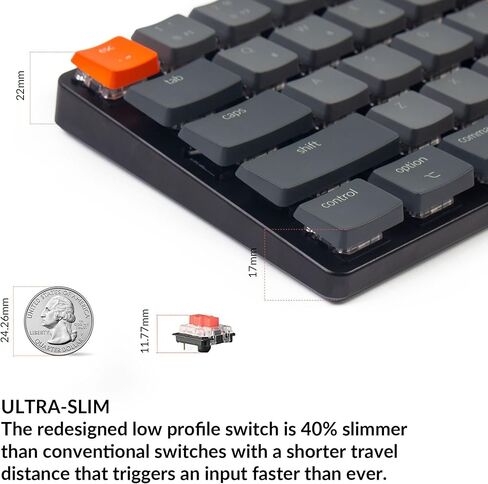 Keychron K7 Ultra-Slim 65% Layout 68 Keys Wireless Bluetooth/Wired Mechanical Keyboard, Hot Swappable Low-Profile Gateron Red Switch White LED Backlit Keyboard Compatible with Mac Windows in Saudi Arabia