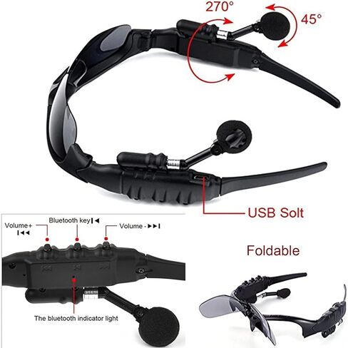 Wireless Sunglasses with Headphones Smart Glasses Men Women Sport Glasses Wireless Music Sunglasses Headset Stereo Sound Built-in Mic Handfree Earphone for Smart Phone Outdoor Driving Cycling Work in Kuwait