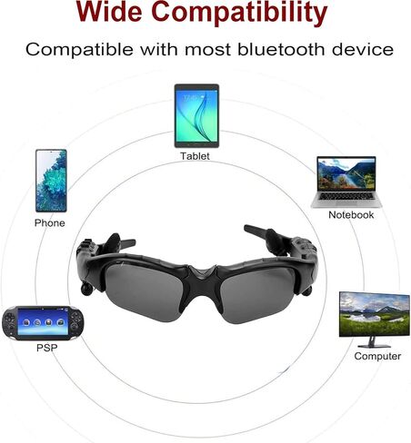 Wireless Sunglasses with Headphones Smart Glasses Men Women Sport Glasses Wireless Music Sunglasses Headset Stereo Sound Built-in Mic Handfree Earphone for Smart Phone Outdoor Driving Cycling Work in Kuwait