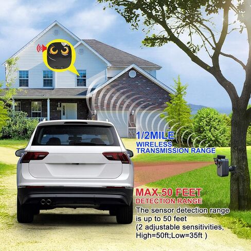 Driveway Alarm- 1/2 Mile Long Range Motion Sensor- 1 Receiver+2 Sensors | Wireless Outdoor Weather Resistant Motion Sensor&Detector-DIY Security Alert-Monitor&Protect Outdoor/Indoor Property in Kuwait