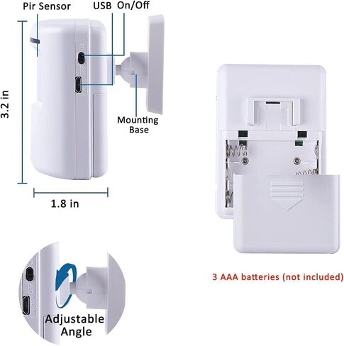 Motion Sensor Alarm, Indoor Home Security System Electric Doorbells | 4 Motion Detector and 2 Alarm, 300 Foot Wireless Range, 38 Chime Tunes, Mute Mode, LED Indicator, Reset Different Ringtones in Kuwait