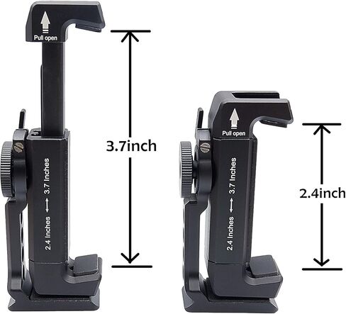 حامل ثلاثي القوائم معدني للجوالات مع قاعدة تثبيت 1/4 انش، دوران 360 درجة، متوافق مع ايفون 11 12 برو ماكس، حامل ثلاثي القوائم للهاتف الذكي، مشبك للهاتف المحمول in Kuwait