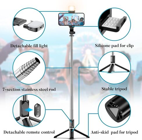 Selfie Stick Tripod, All in One Extendable & Portable iPhone Tripod Selfie Stick with Wireless Remote Compatible with iPhone 17 16 15 14 13 12 pro Xs Max, Galaxy Note10/S20/S10/OnePlus 9/9 PRO etc in Saudi Arabia