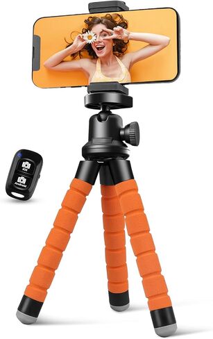 Aureday Phone Tripod, Flexible Tripod for iPhone and Android Cell Phone, Come with Wireless Remote and Clip for Video Recording/Vlogging/Selfie in Kuwait