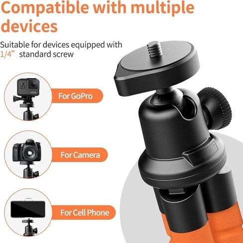 Aureday Phone Tripod, Flexible Tripod for iPhone and Android Cell Phone, Come with Wireless Remote and Clip for Video Recording/Vlogging/Selfie in Kuwait