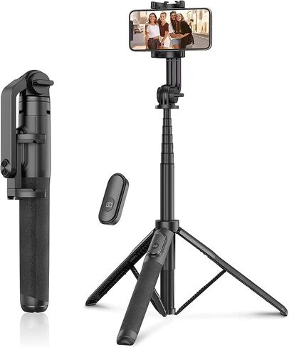 64" Selfie Stick Tripod with Remote for Cell Phone 4"-7",Portable Phone Tripod Stand Compatible with iPhone Android Lightweight Expandable for Travel Selfies Video Recording Vlog(Black) in Saudi Arabia
