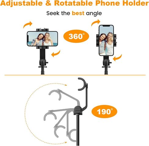 64" Selfie Stick Tripod with Remote for Cell Phone 4"-7",Portable Phone Tripod Stand Compatible with iPhone Android Lightweight Expandable for Travel Selfies Video Recording Vlog(Black) in Saudi Arabia