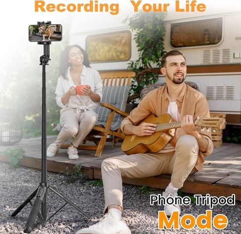 64" Selfie Stick Tripod with Remote for Cell Phone 4"-7",Portable Phone Tripod Stand Compatible with iPhone Android Lightweight Expandable for Travel Selfies Video Recording Vlog(Black) in Saudi Arabia
