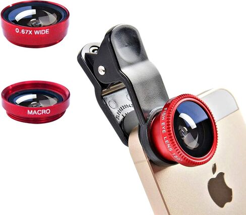 3 in 1 Cell Phone Camera Lens Kit Wide Angle Macro Fisheye Lens Universal for Smart Phones iPhone Samsung Android in Kuwait