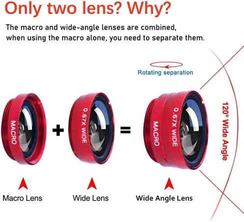 3 in 1 Cell Phone Camera Lens Kit Wide Angle Macro Fisheye Lens Universal for Smart Phones iPhone Samsung Android in Kuwait