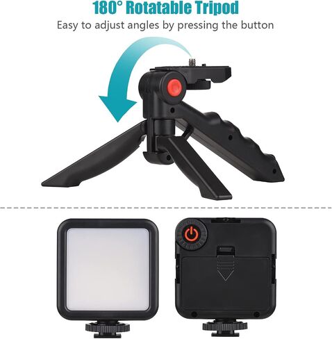 Andoer Smartphone Vlog Kit Mini LED Video Light + Cardioid Microphone + Extendable Phone Clip + Tripod with Adjustable Brightness for Live Stream Vlog Video Shooting Video Conference Selfie in Saudi Arabia