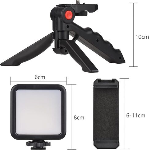 Andoer Smartphone Vlog Kit Mini LED Video Light + Cardioid Microphone + Extendable Phone Clip + Tripod with Adjustable Brightness for Live Stream Vlog Video Shooting Video Conference Selfie in Saudi Arabia