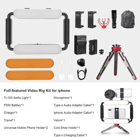 GVM Gimbal Stabilizer Phone Video Light Kit for iPhone, Smartphone, Content Creator Kit, 5600K LED Equipment with Microphone &Tripod for Recording, Vlogging, Live Streaming, YouTube, TikTok in Saudi Arabia