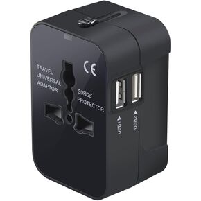 Universal Travel Adapter with 2 PD20W USB-C & 2 QC18W USB-A Ports, Fast Charging International Power Plug Adapter, All-in-One Worldwide Adaptor Converter Wall Charger for US EU UK AUS Asia