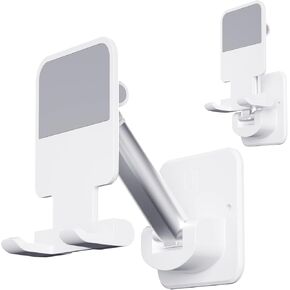 pzoz Wall Mount Cell Phone Tablet Holder, Extendable Adjustable Cellphone Stand for Mirror Bathroom Shower Bedroom Kitchen Treadmill, Compatible with iPhone iPad Series or Other Smartphones (Black)