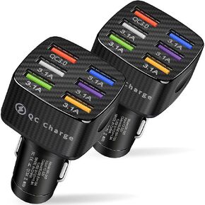 Amiss Car Charger Adapter, 6 USB Multi Port, Fast Charger, Include QC 3.0 and 5 Other Ports, Car Interior Accessories, Fit for iPhone 17/16/15/14/13Pro Max, Samsung, Android (Black 1pc) in Saudi Arabia