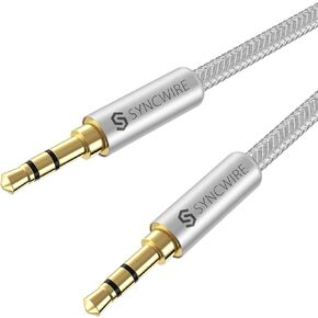 Syncwire 3.5mm Aux Cable Auxiliary Audio Cable Male to Male Nylon Braided Headphone Cord (1.6ft/0.5m) Hi-Fi Sound Aux Cord for Car, Headphone, Home Stereos, Speaker, iPhones, iPods, iPad, Echo& More
