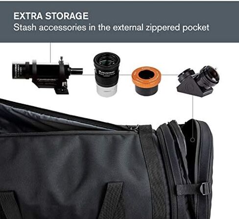 Celestron 94026 Telescope Bag for 8" Schmidt Cassegrain and EdgeHD Optical Tubes – Water-Resistant and Durable Carry Case with Protective Walls, Accessory Pocket and Padded Strap, Black in Saudi Arabia