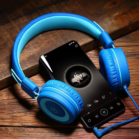 noot products K11 Kids Headphones with Wired Cord 3.5mm Jack Navy/Teal | 5ft Long Cord, Tangle Free, Foldable, Plug in On-Ear Headset for School, Classroom, Boys, Girls, Toddler Laptop Travel Tablet in Saudi Arabia