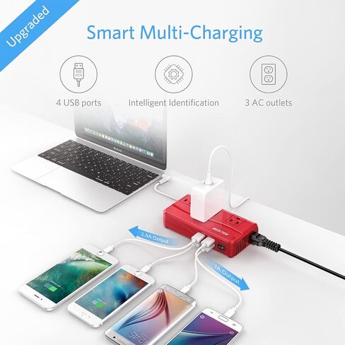 BESTEK Universal Travel Adapter 220V to 110V Converter | Voltage Converter US to Europe with 0-2.4A 4 Port USB Charging and UK/AU/US/EU Worldwide Plug Adapter in Kuwait