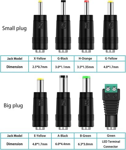 12V 2A AC Adapter Charger Replacement with 8 Tips, Regulated 12 Volts 2000mA Power Supply Cord for LED Strip Light, CCTV Camera, BT Speaker, GPS, Webcam, Router, DC12V Transformer (6ft) in Kuwait
