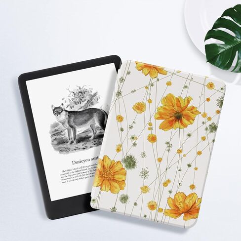 Ayotu Case for 6.8" Kindle Paperwhite 11th Generation 2021 and Signature Edition - PU Leather Cover with Auto Wake/Sleep - Only for Amazon Kindle Paperwhite 2021, The Flowers and Fruits in Saudi Arabia