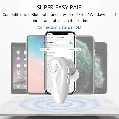 Kendir Bluetooth Headset, V5.0 Ultralight Wireless Headphone Cell Phone Earpiece with Mic Headsetcase,Volume Control, Handsfree Earbud,Compatible with Android/iPhone/Smartphones/Laptop in Kuwait