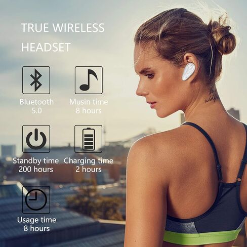 Kendir Bluetooth Headset, V5.0 Ultralight Wireless Headphone Cell Phone Earpiece with Mic Headsetcase,Volume Control, Handsfree Earbud,Compatible with Android/iPhone/Smartphones/Laptop in Kuwait